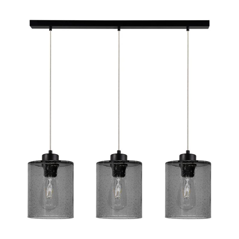Zefir Lampa Wisząca 3xE27 Max.60W Czarny/Transparentny PVC/Szkło Dymione