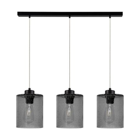 Zefir Lampa Wisząca 3xE27 Max.60W Czarny/Transparentny PVC/Szkło Dymione