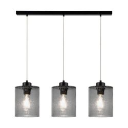 Zefir Lampa Wisząca 3xE27 Max.60W Czarny/Transparentny PVC/Szkło Dymione