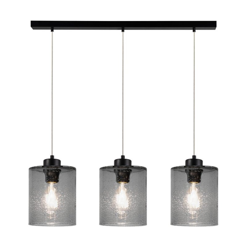 Zefir Lampa Wisząca 3xE27 Max.60W Czarny/Transparentny PVC/Szkło Dymione