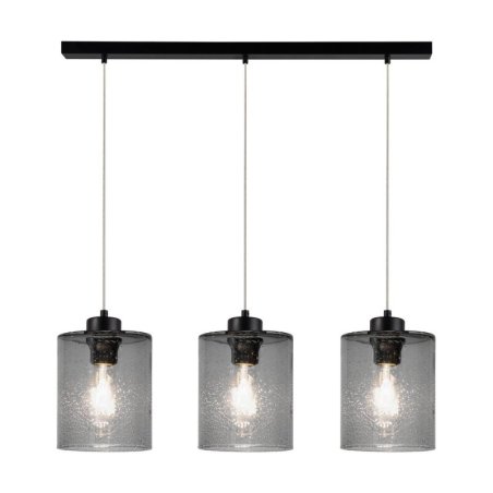 Zefir Lampa Wisząca 3xE27 Max.60W Czarny/Transparentny PVC/Szkło Dymione