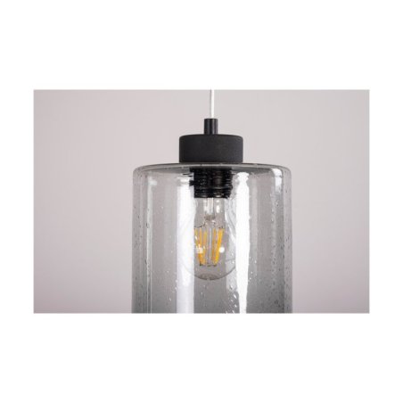 Zefir Lampa Wisząca 3xE27 Max.60W Czarny/Transparentny PVC/Szkło Dymione