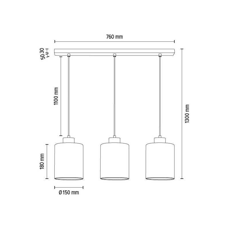Zefir Lampa Wisząca 3xE27 Max.60W Czarny/Transparentny PVC/Szkło Dymione