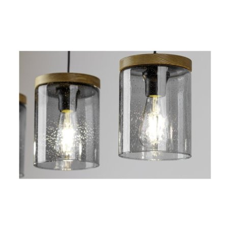 Monsun Lampa Wisząca 4xE27 Max.60W Sosna Bejcowana/Czarny PVC/Szkło Dymione