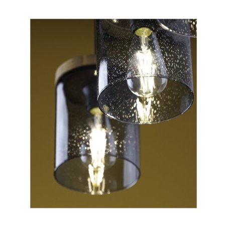 Monsun Lampa Wisząca 4xE27 Max.60W Sosna Bejcowana/Czarny PVC/Szkło Dymione