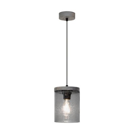 Monsun Lampa Wisząca 1xE27 Max.60W Sosna Bejcowana Szara/Czarny PVC/Szkło Dymione