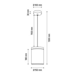 Monsun Lampa Wisząca 1xE27 Max.60W Sosna Bejcowana Szara/Czarny PVC/Szkło Dymione