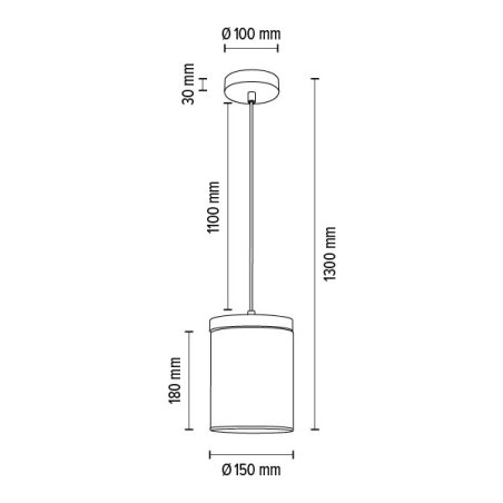 Monsun Lampa Wisząca 1xE27 Max.60W Sosna Bejcowana Szara/Czarny PVC/Szkło Dymione