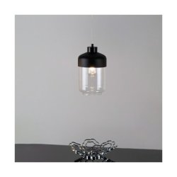 Amaretto Lampa Wisząca 1xE27 Max.60W Czarny/Transparentny PVC/Czarny-Transparentny