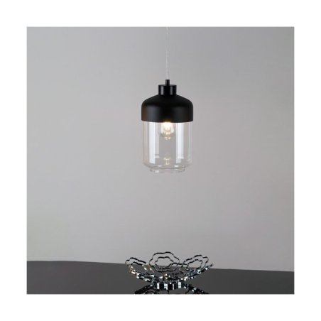 Amaretto Lampa Wisząca 1xE27 Max.60W Czarny/Transparentny PVC/Czarny-Transparentny