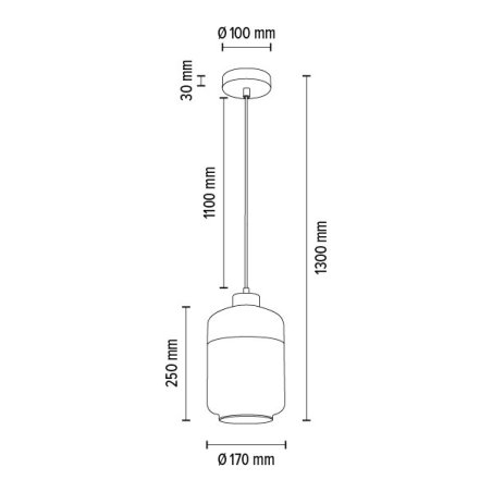 Amaretto Lampa Wisząca 1xE27 Max.60W Czarny/Transparentny PVC/Czarny-Transparentny