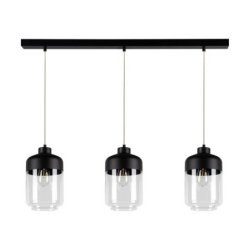 Amaretto Lampa Wisząca 3xE27 Max.60W Czarny/Transparentny PVC/Czarny-Transparentny