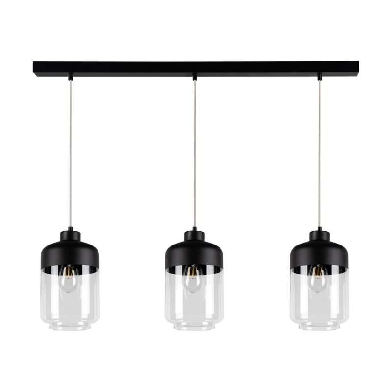 Amaretto Lampa Wisząca 3xE27 Max.60W Czarny/Transparentny PVC/Czarny-Transparentny