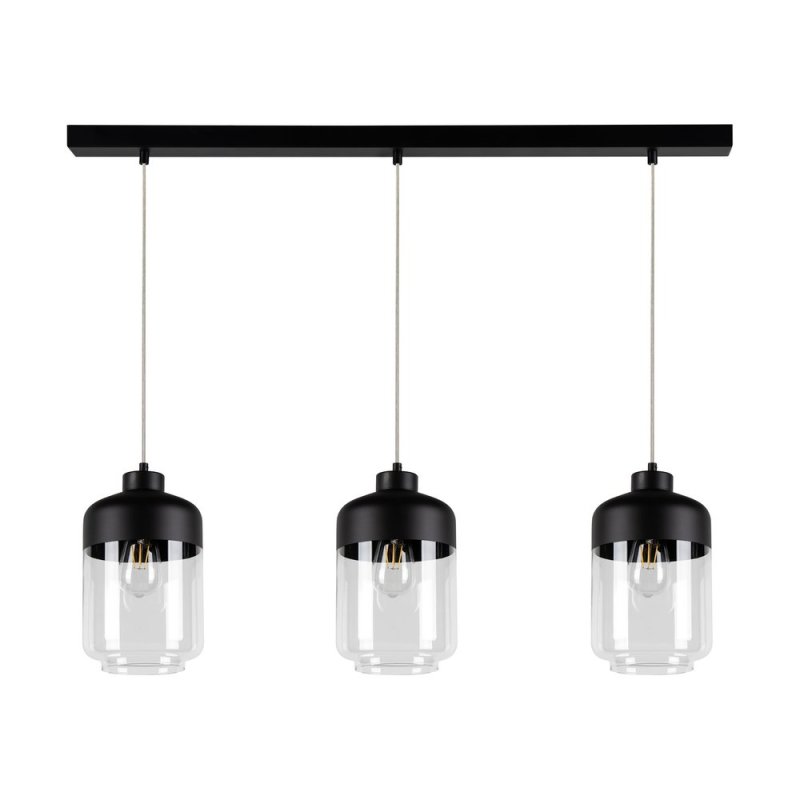 Amaretto Lampa Wisząca 3xE27 Max.60W Czarny/Transparentny PVC/Czarny-Transparentny