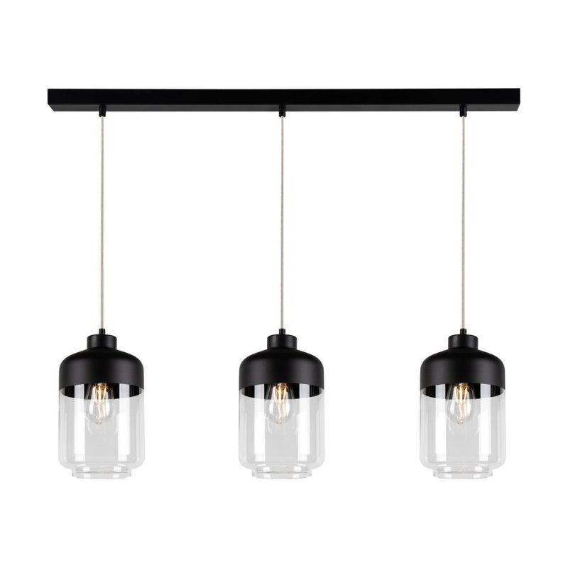 Amaretto Lampa Wisząca 3xE27 Max.60W Czarny/Transparentny PVC/Czarny-Transparentny