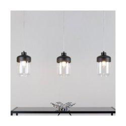Amaretto Lampa Wisząca 3xE27 Max.60W Czarny/Transparentny PVC/Czarny-Transparentny