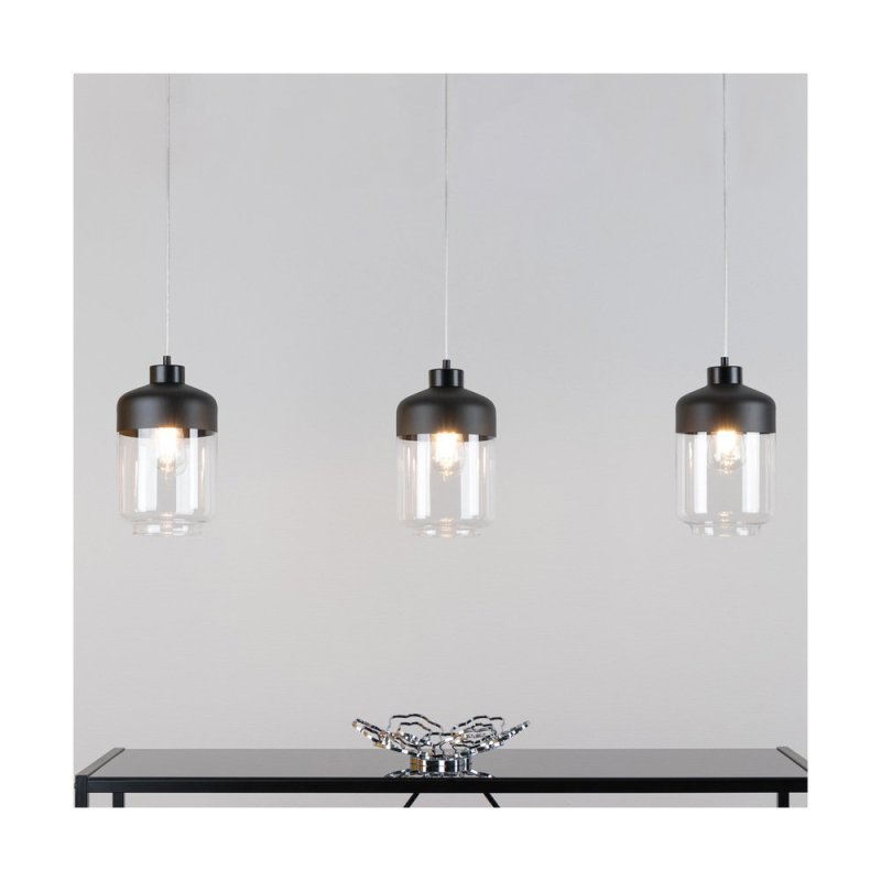 Amaretto Lampa Wisząca 3xE27 Max.60W Czarny/Transparentny PVC/Czarny-Transparentny