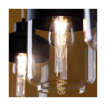 Amaretto Lampa Wisząca 3xE27 Max.60W Czarny/Transparentny PVC/Czarny-Transparentny