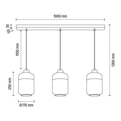 Amaretto Lampa Wisząca 3xE27 Max.60W Biały/Transparentny PVC/Biały-Transparentny