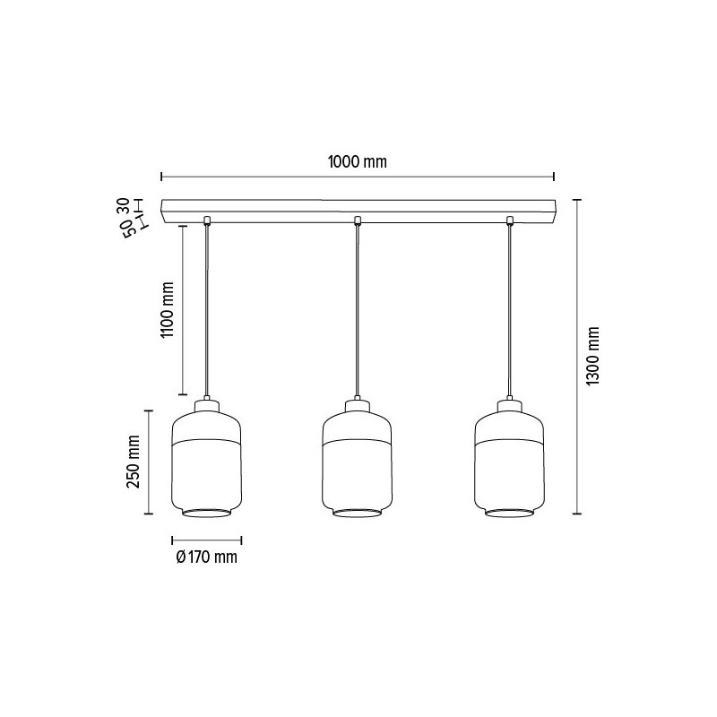 Amaretto Lampa Wisząca 3xE27 Max.60W Biały/Transparentny PVC/Biały-Transparentny