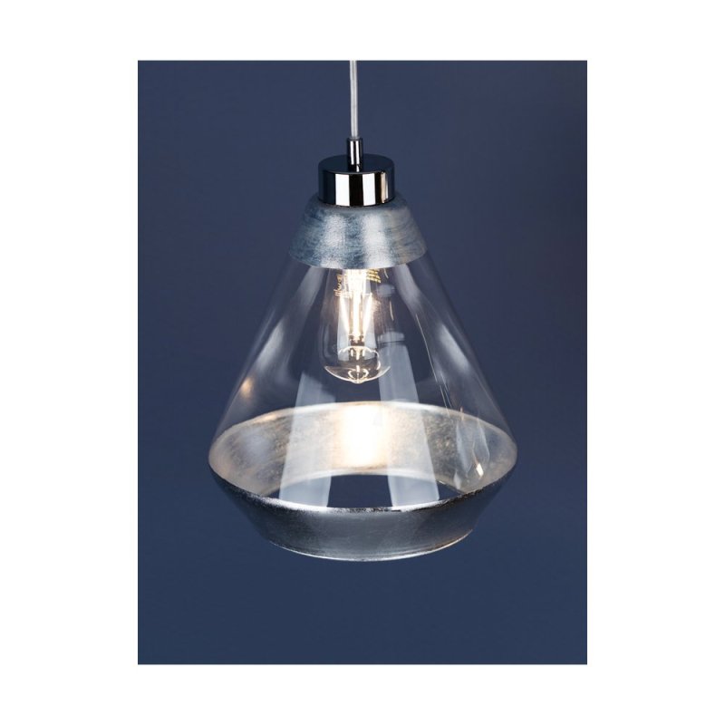 Mistral Lampa Wisząca 1xE27 Max.60W Chrom/Transparentny PVC/Srebrny-Transparentny