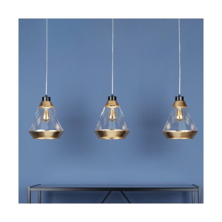 Mistral Lampa Wisząca 3xE27 Max.60W Czarny/Transparentny PVC/Złoty/Transparentny
