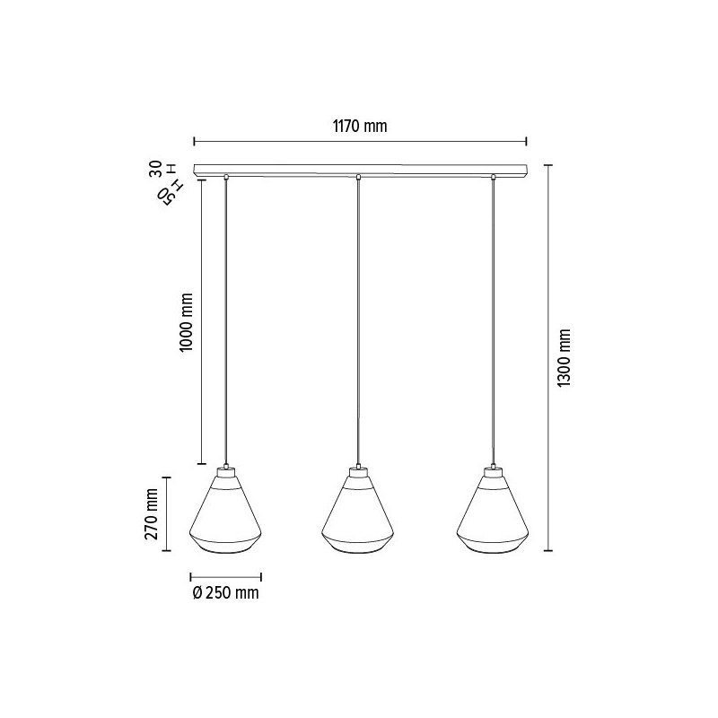 Mistral Lampa Wisząca 3xE27 Max.60W Czarny/Transparentny PVC/Złoty/Transparentny