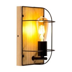 Netuno Kinkiet 1xE27 Max 15W LED Dąb Olejowany/Czarny