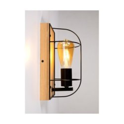 Netuno Kinkiet 1xE27 Max 15W LED Dąb Olejowany/Czarny