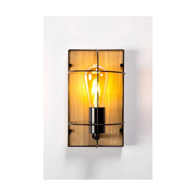 Netuno Kinkiet 1xE27 Max 15W LED Dąb Olejowany/Czarny