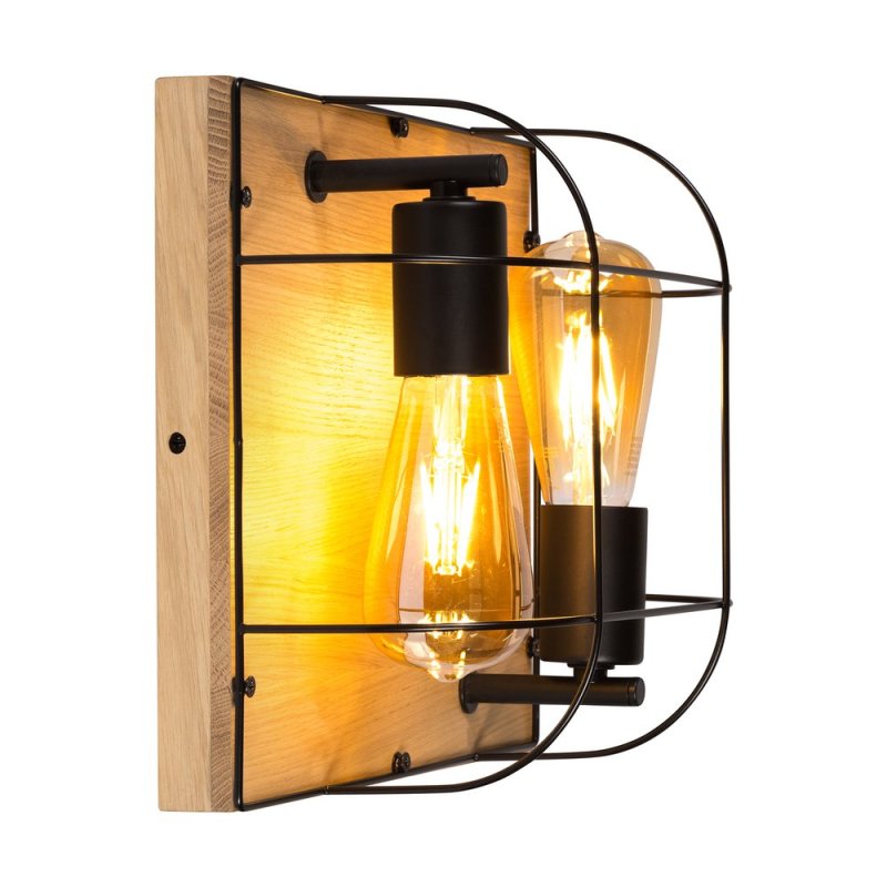 Netuno Kinkiet/Lampa Sufitowa 2xE27 Max.15W LED Dąb Olejowany/Czarny