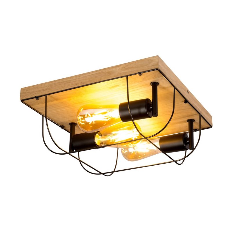 Netuno Lampa Sufitowa 3xE27 Max.15W LED Dąb Olejowany/Czarny