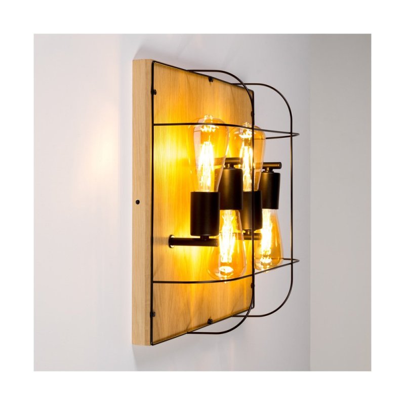 Netuno Lampa Sufitowa 4xE27 Max.15W LED Dąb Olejowany/Czarny