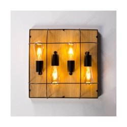 Netuno Lampa Sufitowa 4xE27 Max.15W LED Dąb Olejowany/Czarny