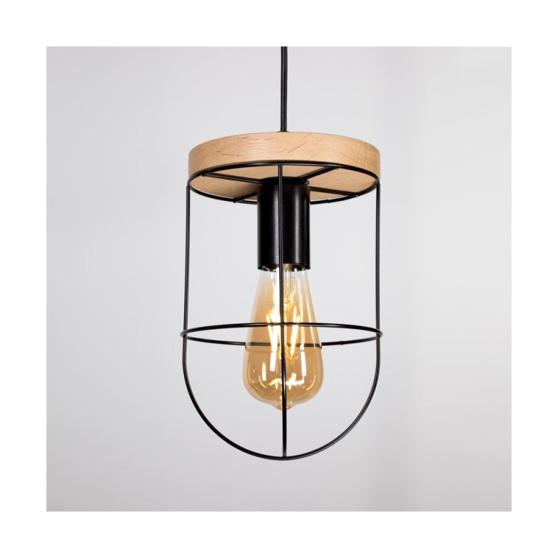 Netuno Lampa Wisząca 1xE27 Max.60W Czarny/Dąb Olejowany