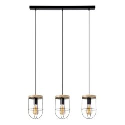 Netuno Lampa Wisząca 3xE27 Max.60W Czarny/Dąb Olejowany