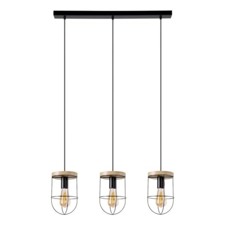 Netuno Lampa Wisząca 3xE27 Max.60W Czarny/Dąb Olejowany