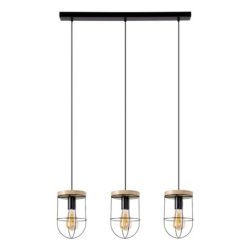 Netuno Lampa Wisząca 3xE27 Max.60W Czarny/Dąb Olejowany