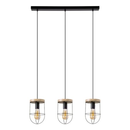 Netuno Lampa Wisząca 3xE27 Max.60W Czarny/Dąb Olejowany