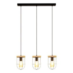 Netuno Lampa Wisząca 3xE27 Max.60W Czarny/Dąb Olejowany