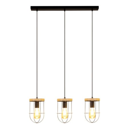 Netuno Lampa Wisząca 3xE27 Max.60W Czarny/Dąb Olejowany