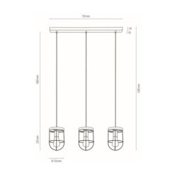 Netuno Lampa Wisząca 3xE27 Max.60W Czarny/Dąb Olejowany