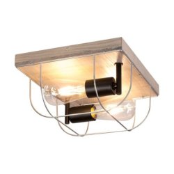 Netuno Kinkiet/Lampa Sufitowa 2xE27 Max.15W LED Sosna Bejcowana Szara/Czarny/Srebrny