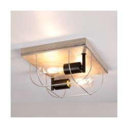 Netuno Kinkiet/Lampa Sufitowa 2xE27 Max.15W LED Sosna Bejcowana Szara/Czarny/Srebrny