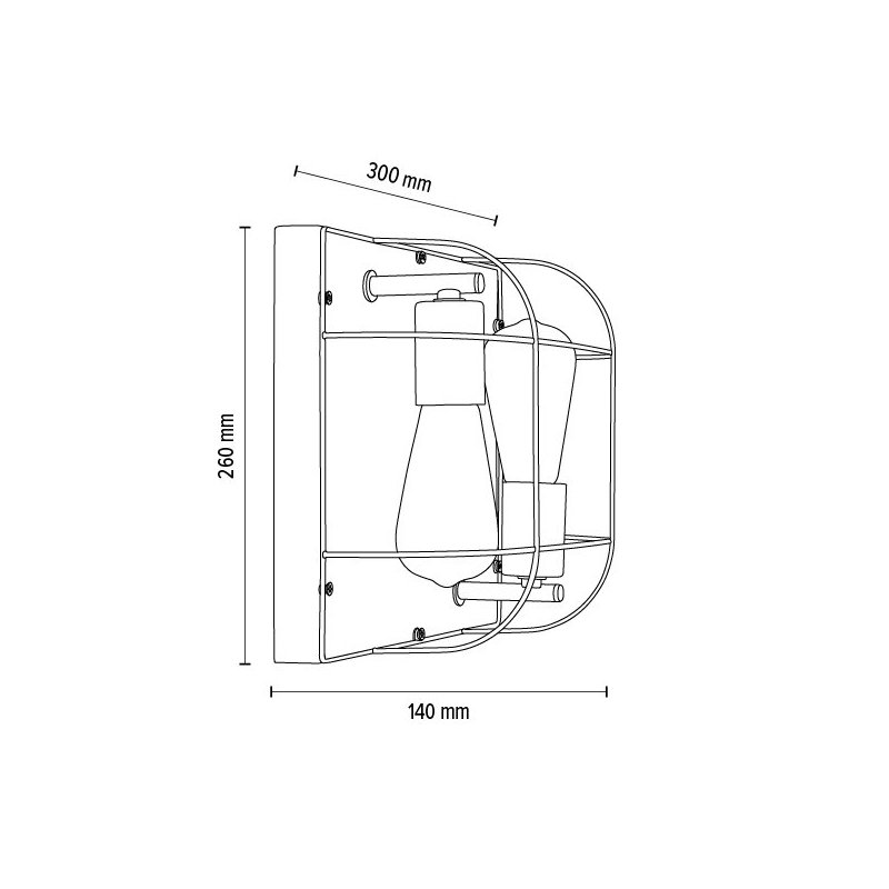 Netuno Kinkiet/Lampa Sufitowa 2xE27 Max.15W LED Sosna Bejcowana Szara/Czarny/Srebrny