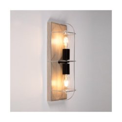 Netuno Kinkiet/Lampa Sufitowa 2xE27 Max.15W LED Sosna Bejcowana Szara/Czarny/Srebrny