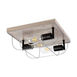 Netuno Lampa Sufitowa 3xE27 Max.15W LED Sosna Bejcowana Szara/Czarny/Srebrny