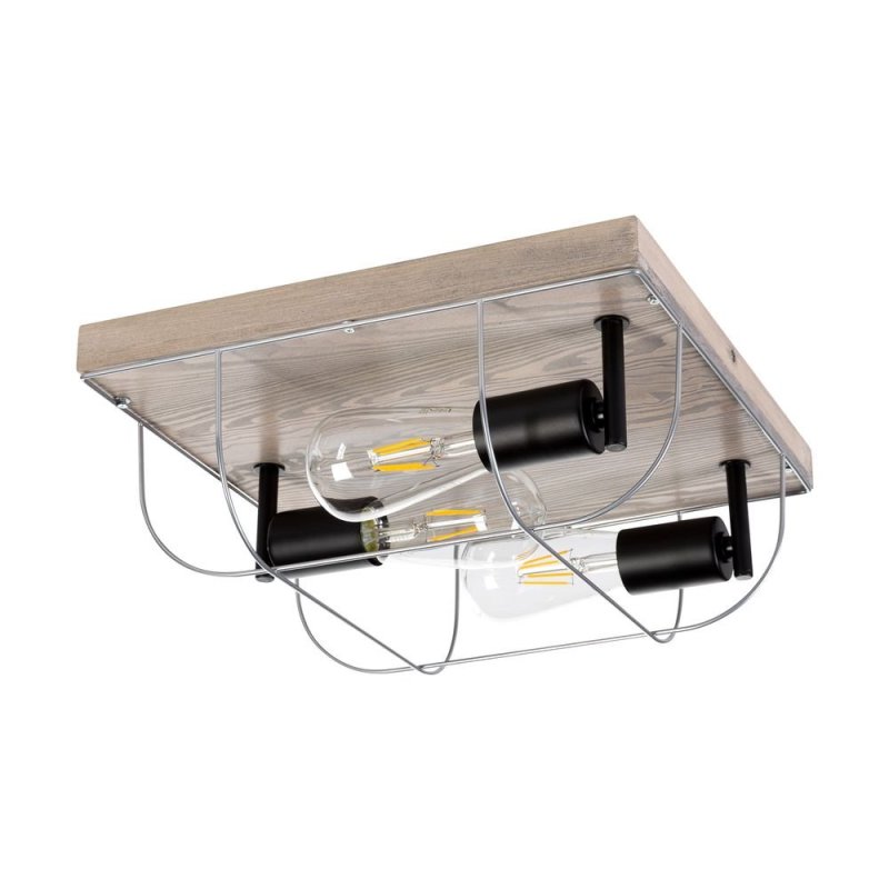 Netuno Lampa Sufitowa 3xE27 Max.15W LED Sosna Bejcowana Szara/Czarny/Srebrny