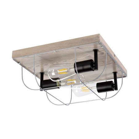 Netuno Lampa Sufitowa 3xE27 Max.15W LED Sosna Bejcowana Szara/Czarny/Srebrny