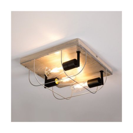 Netuno Lampa Sufitowa 3xE27 Max.15W LED Sosna Bejcowana Szara/Czarny/Srebrny